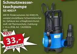 Sonderpreis Baumarkt Güde Schmutzwasser- tauchpumpe GS 4003 P Angebot