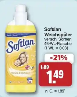 Famila Nord West Softlan Softlan Weichspüler versch. Sorten 45-WL-Flasche (1 WL = 0.03) Angebot