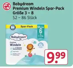 Rossmann Babydream Premium Windeln Spar-Pack Größe 3 - 8 Angebot