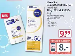 Rossmann Nivea Sun Silky UV Stick LSF 50+ 15 g Angebot