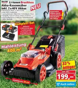Norma WALTER Li-Ionen Brushless Akku-Rasenmäher inkl. 2x40V Akkus Angebot