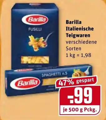 REWE Barilla Italienische Teigwaren 500g Angebot