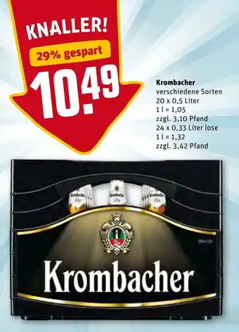 REWE Krombacher 24x0,33L/20x0,5L Angebot