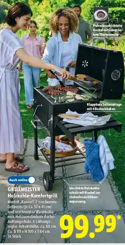 Lidl GRILLMEISTER Holzkohle-Komfortgrill Angebot