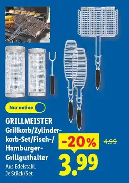 Lidl GRILLMEISTER Grillkorb/Zylinderkorb-Set/Fisch-/ Hamburger- Grillguthalter Angebot
