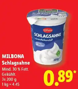 Lidl MILBONA Schlagsahne Angebot