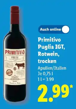 Lidl Primitivo Puglia IGT, Rotwein, trocken Angebot