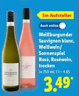 Lidl Weißburgunder Sauvignon blanc, Weißwein/ Sonnenspiel Rosé, Roséwein, trocken Angebot