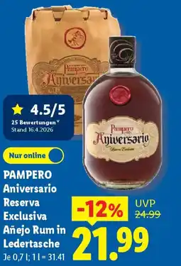 Lidl PAMPERO Aniversario Reserva Exclusiva Añejo Rum in Ledertasche Angebot