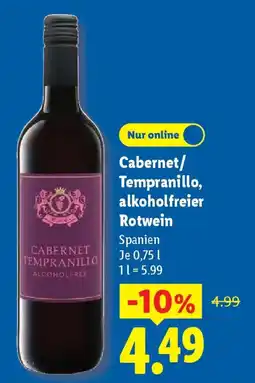 Lidl Cabernet/ Tempranillo, alkoholfreier Rotwein Angebot