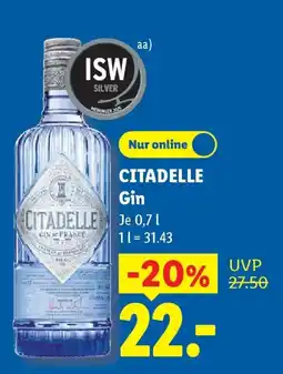 Lidl CITADELLE Gin Angebot
