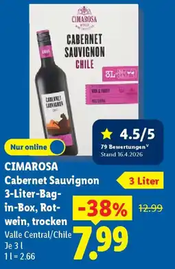 Lidl CIMAROSA Cabernet Sauvignon Bag- in-Box, Rotwein, trocken Angebot