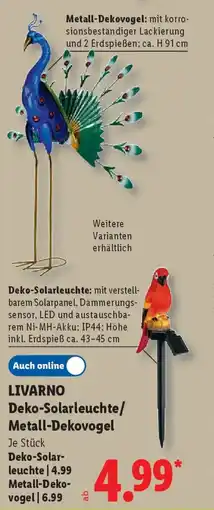 Lidl LIVARNO Deko-Solarleuchte/ Metall-Dekovogel Angebot