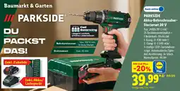 Lidl PARKSIDE Akku-Bohrschrauber Starterset 20 V Angebot