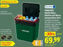 Lidl PARKSIDE Mobile Akku Kühlbox mit Warmhaltefunktion 20 V Angebot