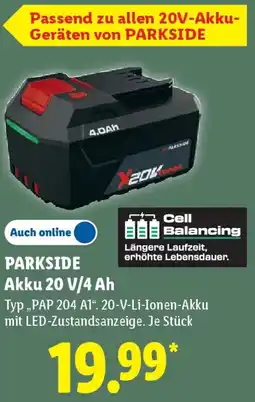 Lidl PARKSIDE Akku 20 V/4 Ah Angebot