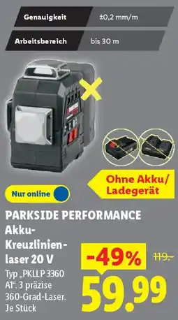 Lidl PARKSIDE PERFORMANCE Akku Kreuzlinienlaser 20 V Angebot