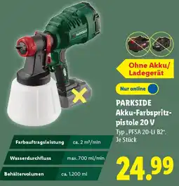 Lidl PARKSIDE Akku-Farbspritzpistole 20 V Angebot