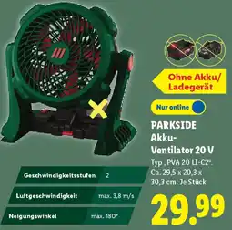 Lidl PARKSIDE Akku Ventilator 20 V Angebot