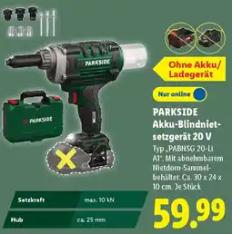 Lidl PARKSIDE Akku-Blindnietsetzgerät 20 V Angebot