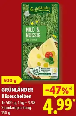 Lidl GRÜNLÄNDER Käsescheiben Angebot