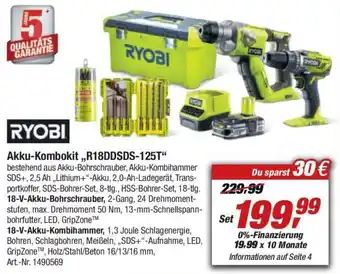 toom Baumarkt Ryobi Akku Kombokit ,,R18DDSDS-125T" Angebot