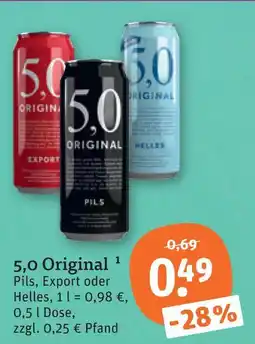 tegut 5,0 original pils, export oder helles Angebot