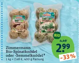 tegut Zimmermann bio-spinatknödel Angebot