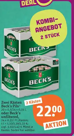 tegut Beck's pils oder unfiltered Angebot