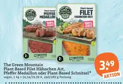 tegut The green mountain plant based filet hähnchen art, pfeffer medaillon oder plant-based schnitzel Angebot