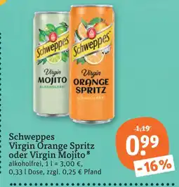 tegut Schweppes virgin orange spritz oder virgin mojito Angebot