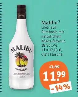 tegut Malibu likör auf rumbasis mit natürlichem kokos-flavour Angebot