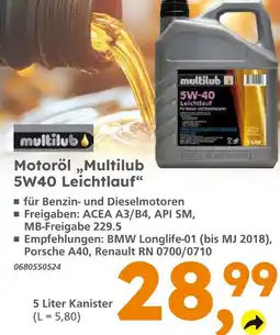 Globus Baumarkt Multilub 5w40 leichtlauf Angebot