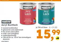 Globus Baumarkt Primaster acryl buntlack seidenmatt Angebot
