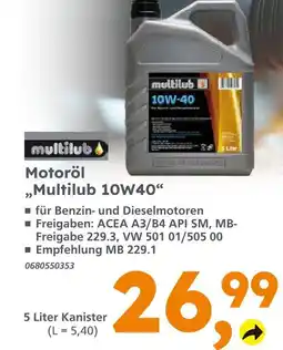 Globus Baumarkt Multilub 10w40 motoröl Angebot