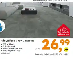 Globus Baumarkt Vinylfliese grey concrete Angebot