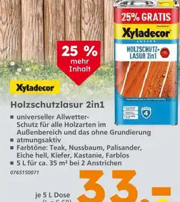 Globus Baumarkt Xyladecor holzschutzlasur 2in1 Angebot