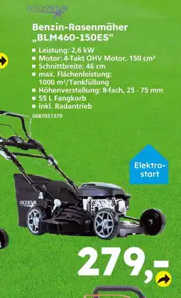 Globus Baumarkt Woodstar benzin-rasenmäher blm460-150es Angebot