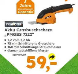 Globus Baumarkt Primaster akku grasbuschschere pmgbs 7222 Angebot