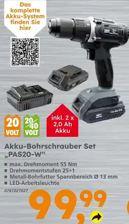 Globus Baumarkt Akku-bohrschrauber set pas20-w Angebot