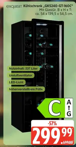 Marktkauf Exquisit kühlschrank gks240-gt-160c Angebot