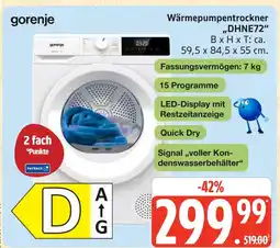 Marktkauf Gorenje wärmepumpentrockner dhne72 Angebot
