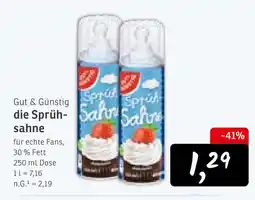 KONSUM Gut & günstig die sprühsahne Angebot
