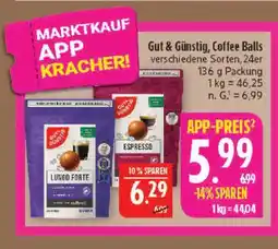 Marktkauf Gut & günstig coffee balls lungo forte Angebot