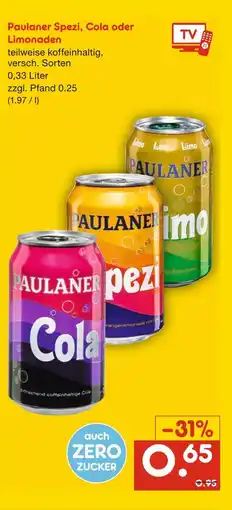 Netto Marken-Discount Paulaner paulaner spezi, cola oder limonaden Angebot