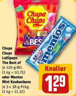 REWE Chupa Chups Lollipops The Best of oder Mentos Mint Kaubonbons Angebot