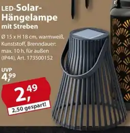 Sonderpreis Baumarkt LED-Solar- Hängelampe mit Streben Angebot