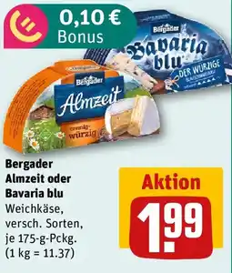 REWE Bergader Almzeit oder Bavaria blu Angebot