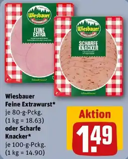 REWE Wiesbauer Feine Extrawurst oder Scharfe Knacker Angebot