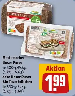 REWE Mestemacher Unser Pures oder Unser Pures Bio Toastbrötchen Angebot